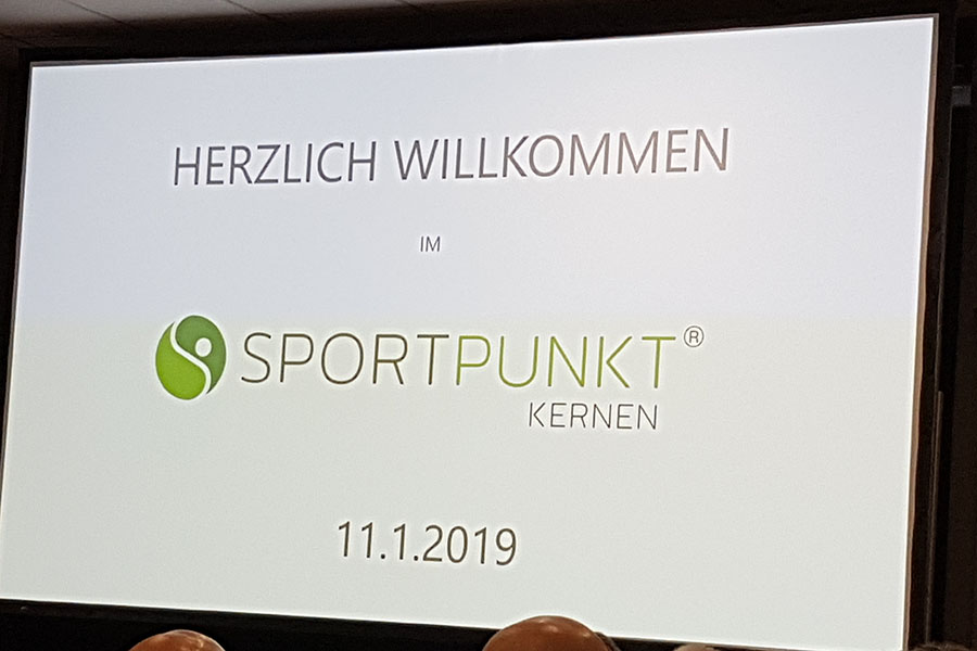 Bilder SPORTPUNKT Kernen Eröffnung - Beratungsprojekt Flowcon Willkommenstafel